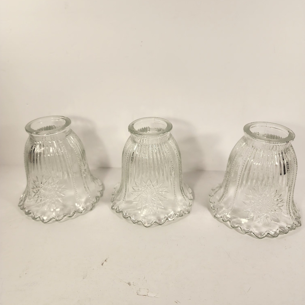 Vintage Clear Glass Bell-Shaped Lamp Shades - Set of 3